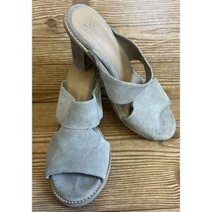 UGG Women's Celia Suede Sandals Heels Open Toe Taupe Brown Sz 8 Shoes Slip On